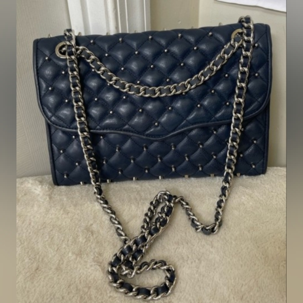 Rebecca Minkoff Quilted Crossbody - Studs And Navy Blue - Picture 11 of 14